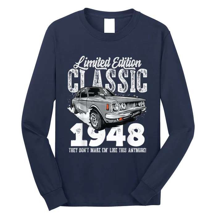 75th Birthday Present Vintage Classic Car 1948 B-day 75 year old Long Sleeve Shirt