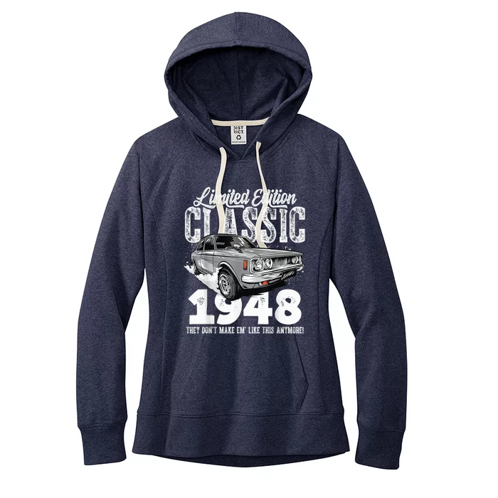 75th Birthday Present Vintage Classic Car 1948 B-day 75 year old Women's Fleece Hoodie