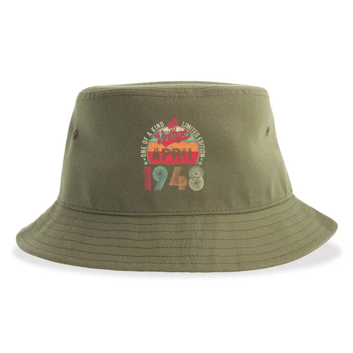 75th Birthday Present Gift Vintage April 1948 75 Year Old Him Her Sustainable Bucket Hat