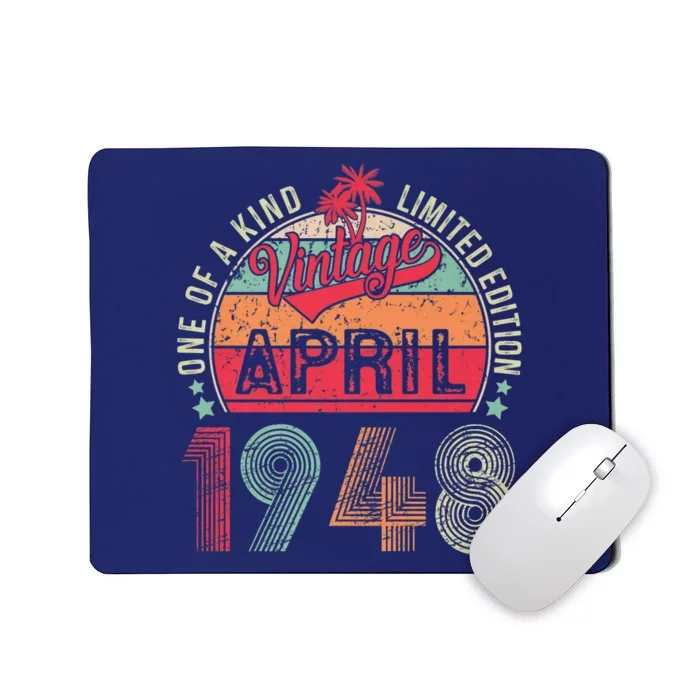 75th Birthday Present Gift Vintage April 1948 75 Year Old Him Her Mousepad