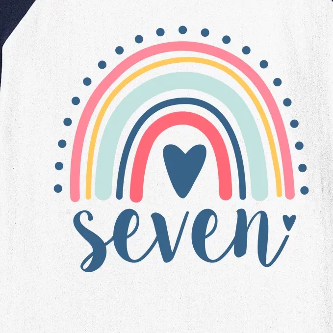 7th Birthday Rainbow Seven Year Old Cute Baseball Sleeve Shirt