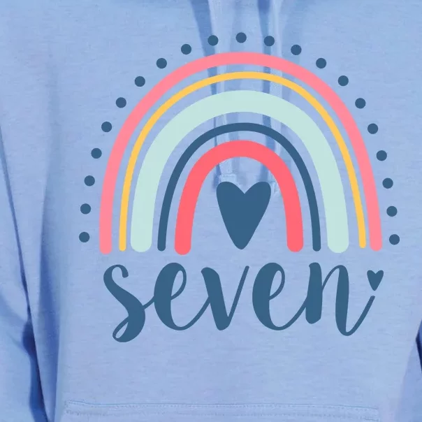 7th Birthday Rainbow Seven Year Old Cute Unisex Surf Hoodie