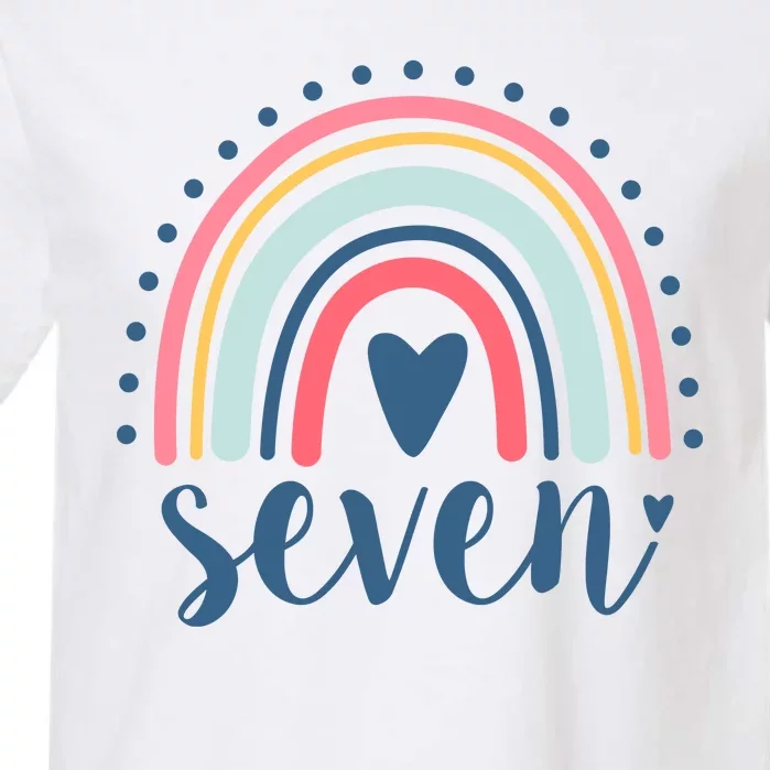 7th Birthday Rainbow Seven Year Old Cute Garment-Dyed Heavyweight T-Shirt