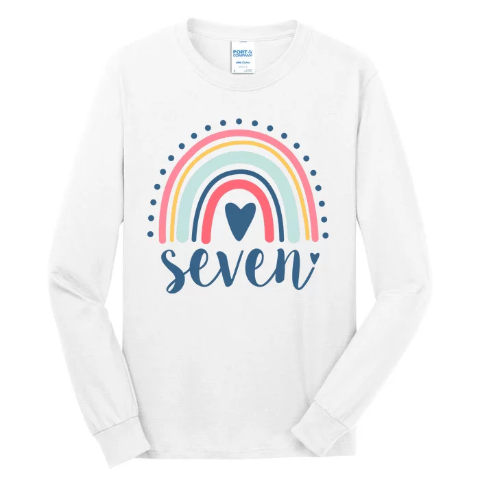 7th Birthday Rainbow Seven Year Old Cute Tall Long Sleeve T-Shirt