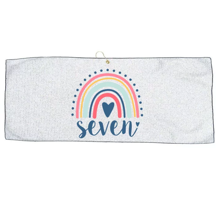 7th Birthday Rainbow Seven Year Old Cute Large Microfiber Waffle Golf Towel