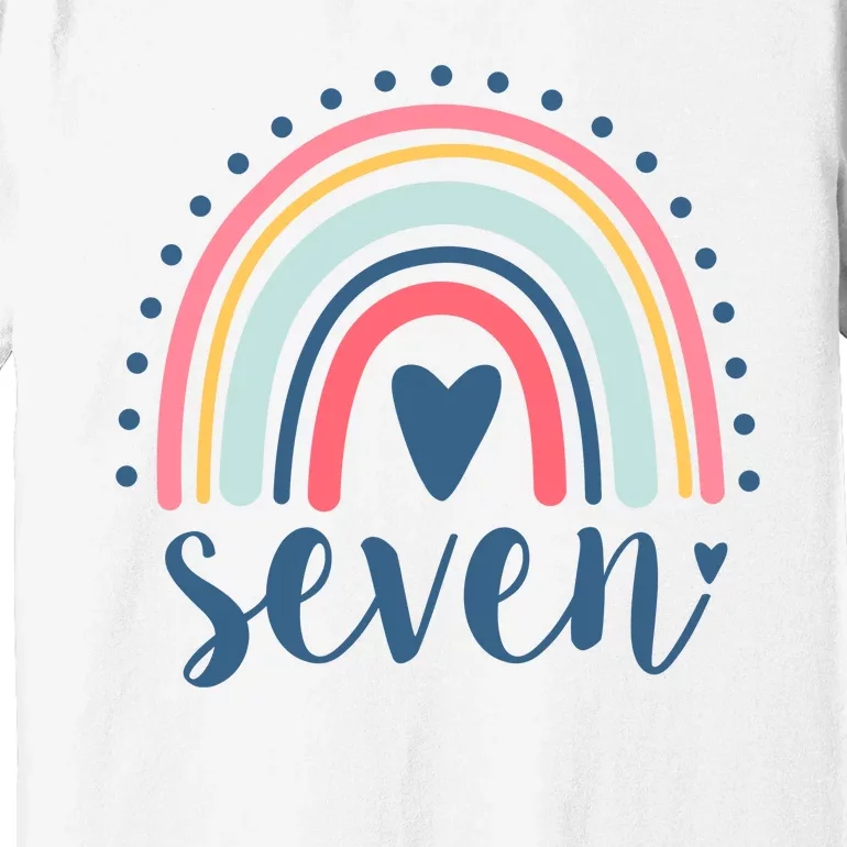 7th Birthday Rainbow Seven Year Old Cute Premium T-Shirt