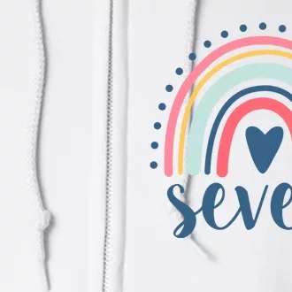 7th Birthday Rainbow Seven Year Old Cute Full Zip Hoodie