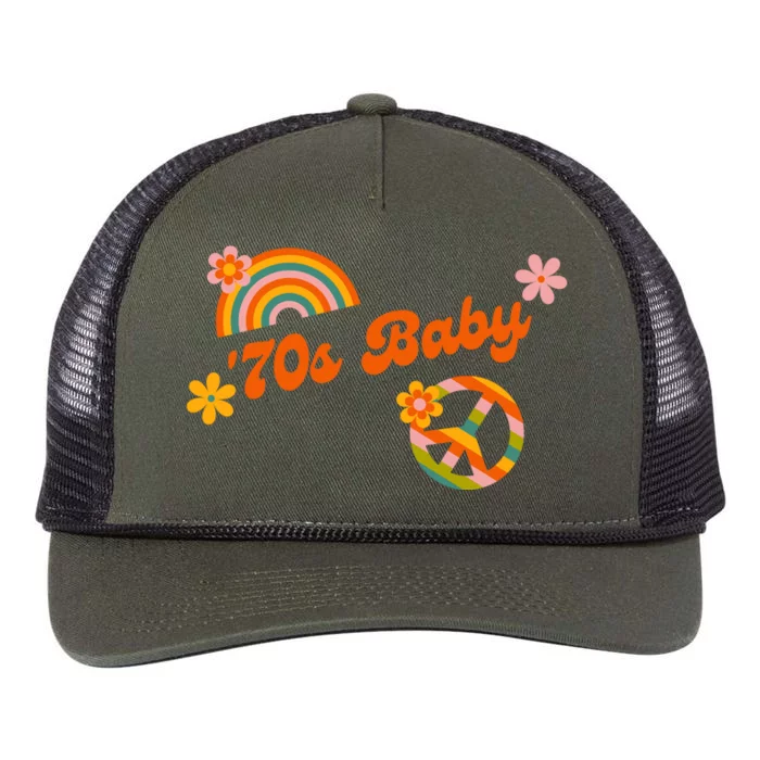 70s Baby Retro Peace Sign Retro Rope Trucker Hat Cap