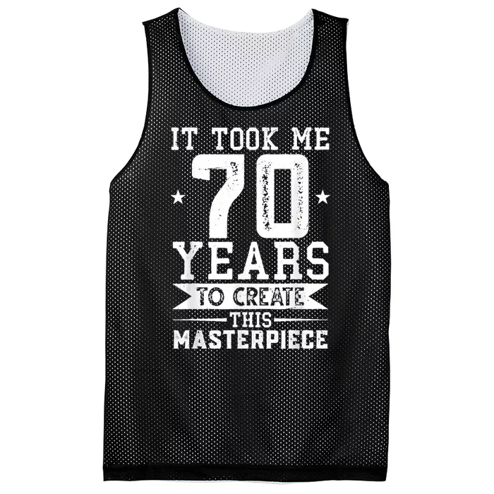 70th Birthday Retro Vintage Distressed Design Mesh Reversible Basketball Jersey Tank