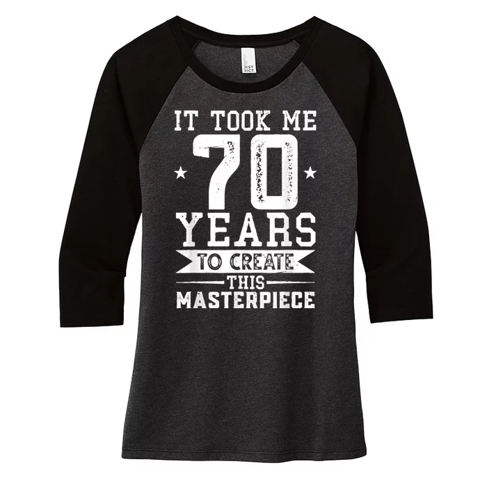 70th Birthday Retro Vintage Distressed Design Women's Tri-Blend 3/4-Sleeve Raglan Shirt