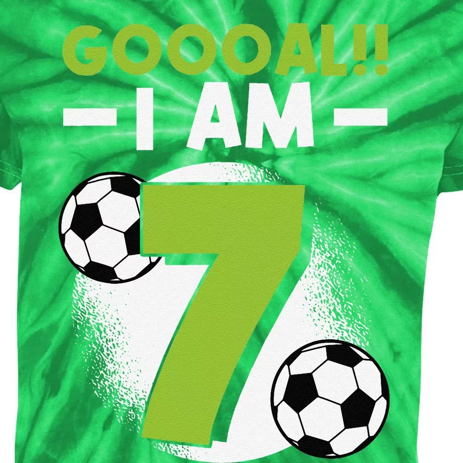 7th Birthday Soccer Themed Birthday Party 7 Years Old Kids Tie-Dye T-Shirt