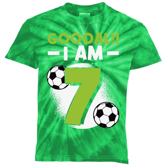 7th Birthday Soccer Themed Birthday Party 7 Years Old Kids Tie-Dye T-Shirt