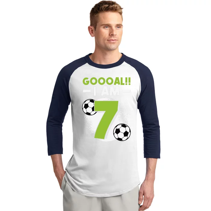 7th Birthday Soccer Themed Birthday Party 7 Years Old Baseball Sleeve Shirt