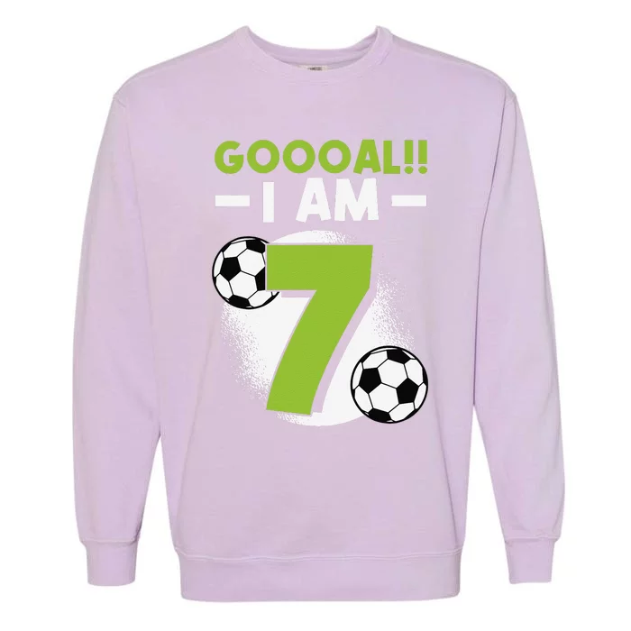 7th Birthday Soccer Themed Birthday Party 7 Years Old Garment-Dyed Sweatshirt