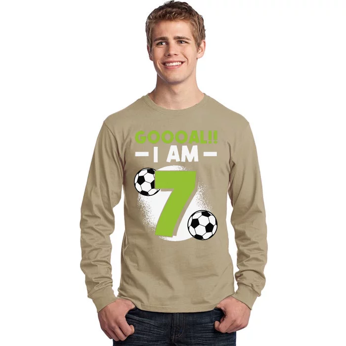 7th Birthday Soccer Themed Birthday Party 7 Years Old Tall Long Sleeve T-Shirt