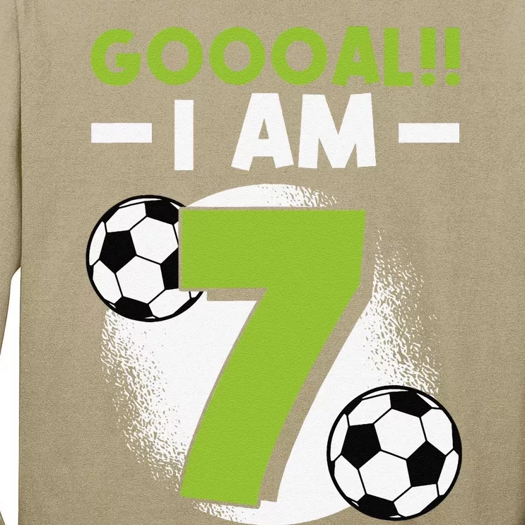 7th Birthday Soccer Themed Birthday Party 7 Years Old Tall Long Sleeve T-Shirt