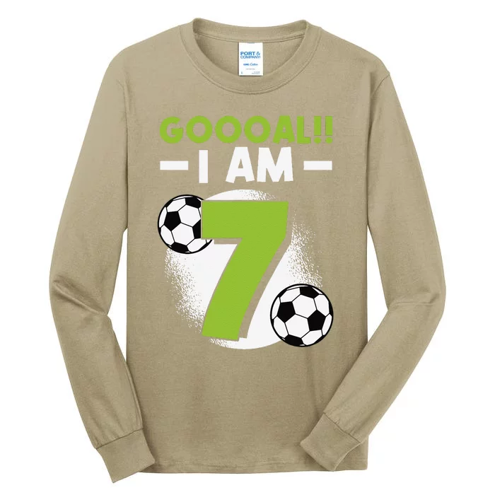 7th Birthday Soccer Themed Birthday Party 7 Years Old Tall Long Sleeve T-Shirt