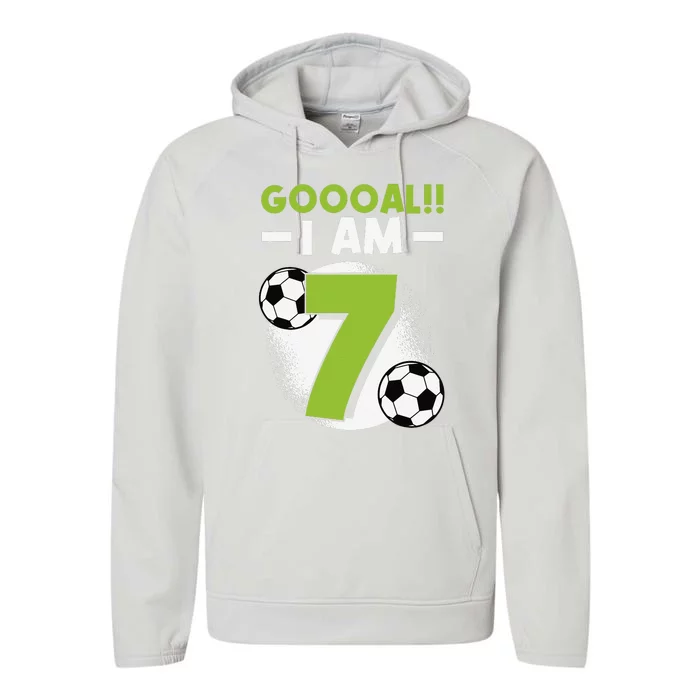 7th Birthday Soccer Themed Birthday Party 7 Years Old Performance Fleece Hoodie