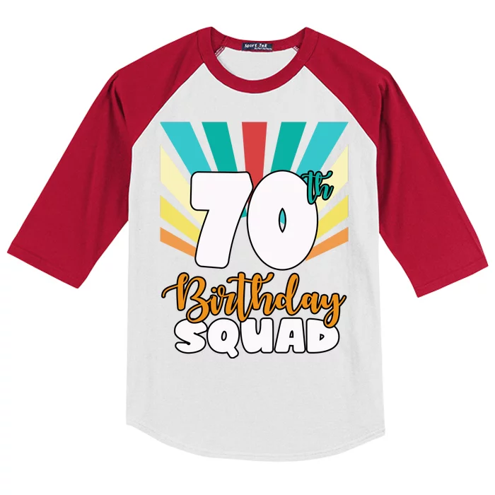 70th Birthday Squad 70 Years Old Kids Colorblock Raglan Jersey