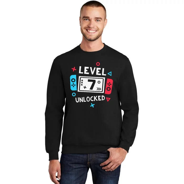 7th Birthday Shirt  Level 7 Unlocked Video Game Party Sweatshirt