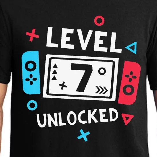 7th Birthday Shirt  Level 7 Unlocked Video Game Party Pajama Set