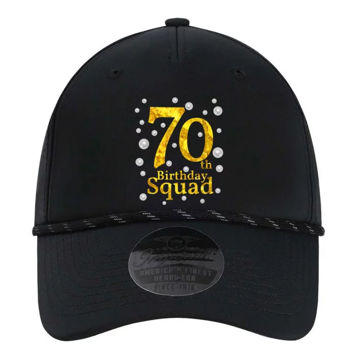 70th Birthday Squad Party Bday Gold Pearl Print Matching Performance The Dyno Cap