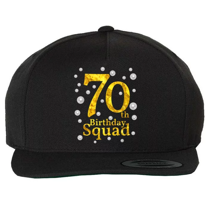 70th Birthday Squad Party Bday Gold Pearl Print Matching Wool Snapback Cap