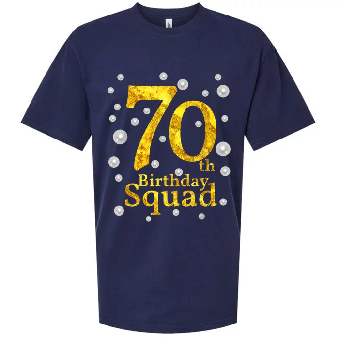 70th Birthday Squad Party Bday Gold Pearl Print Matching Sueded Cloud Jersey T-Shirt