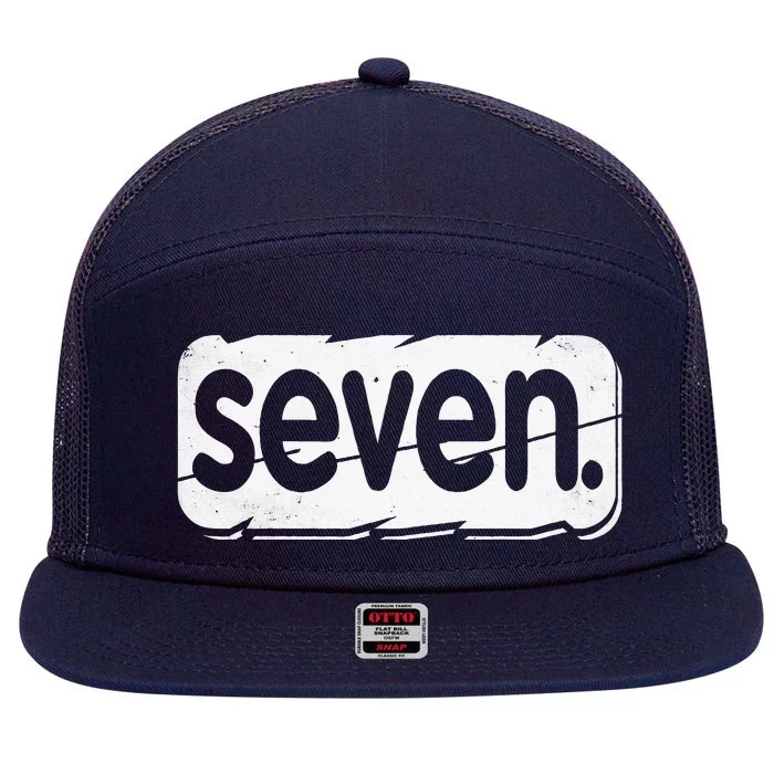 7th Birthday Seven 7 Year Old Birthday 7 Panel Mesh Trucker Snapback Hat