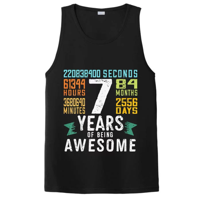 7th Birthday Vintage 84 Months 7 Year Old Birthday Gift Performance Tank