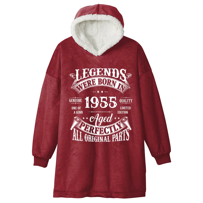 70th Birthday Vintage Legends Born In 1955 70 Years Old Hooded Wearable Blanket