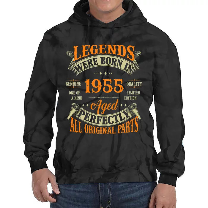 70th Birthday Vintage Legends Born In 1955 70 Years Old Tie Dye Hoodie