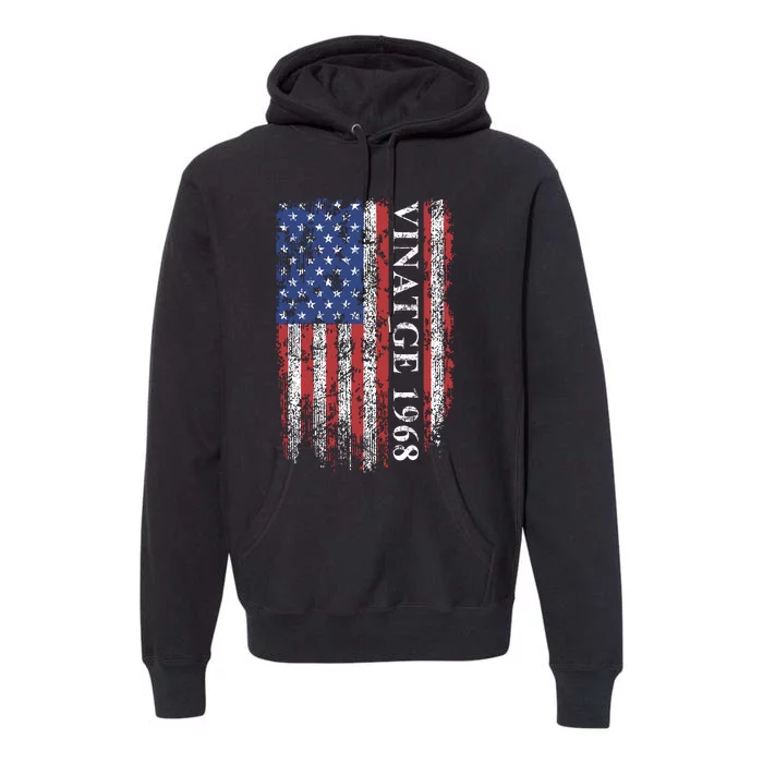 54th Birthday Vintage American Flag 1968 Premium Hoodie