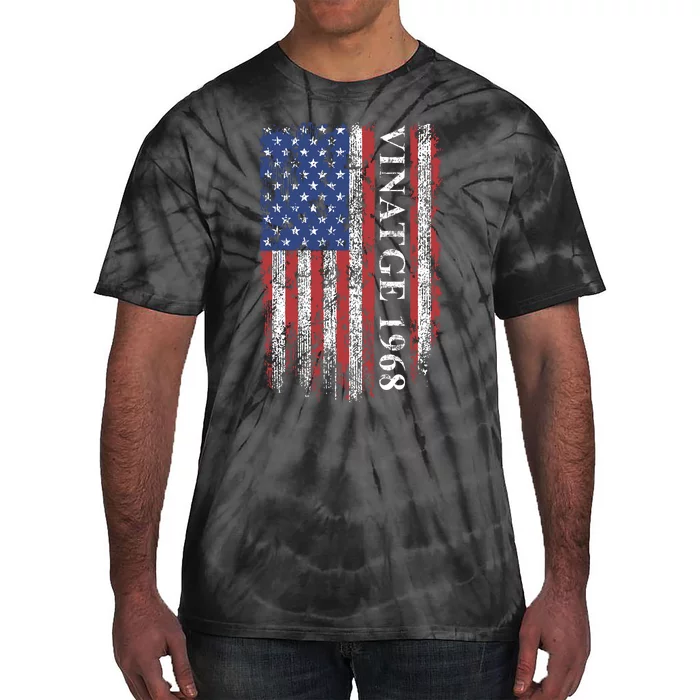 54th Birthday Vintage American Flag 1968 Tie-Dye T-Shirt