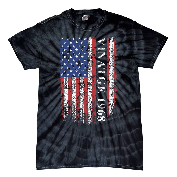 54th Birthday Vintage American Flag 1968 Tie-Dye T-Shirt