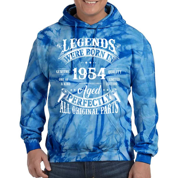 70th Birthday Vintage Legends Born In 1954 70 Years Old Tie Dye Hoodie