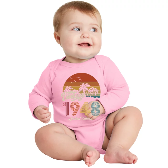 75th Birthday Vintage Limited Edition 1948 Baby Long Sleeve Bodysuit