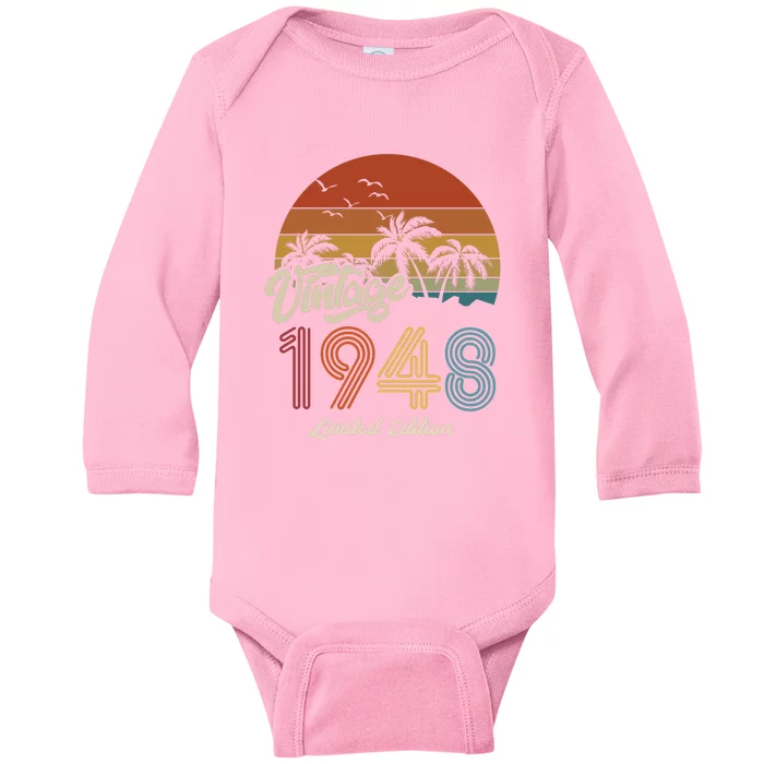 75th Birthday Vintage Limited Edition 1948 Baby Long Sleeve Bodysuit