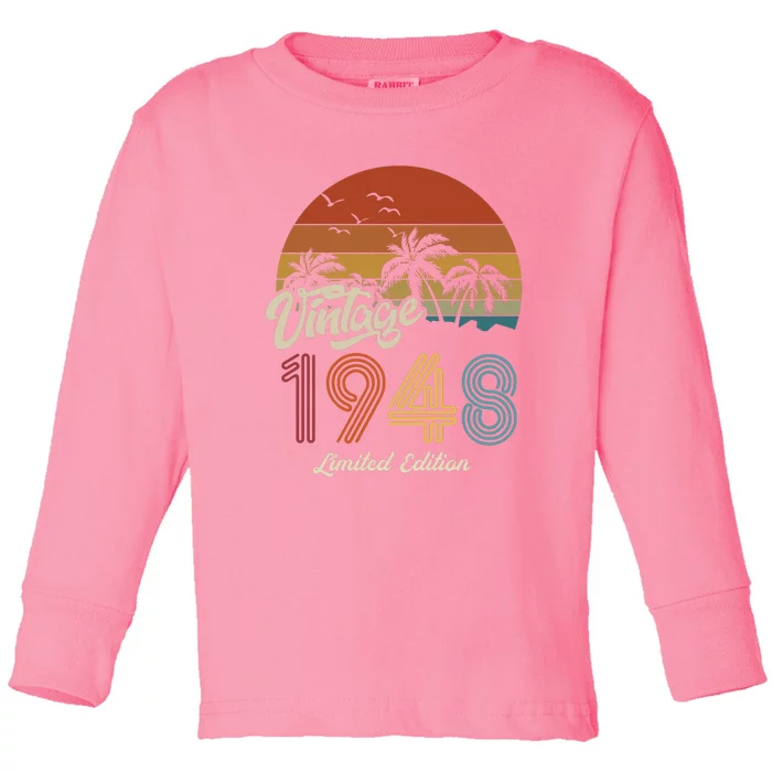 75th Birthday Vintage Limited Edition 1948 Toddler Long Sleeve Shirt