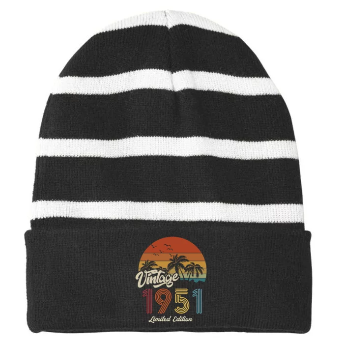 72nd Birthday Vintage Limited Edition 1951 Striped Beanie with Solid Band