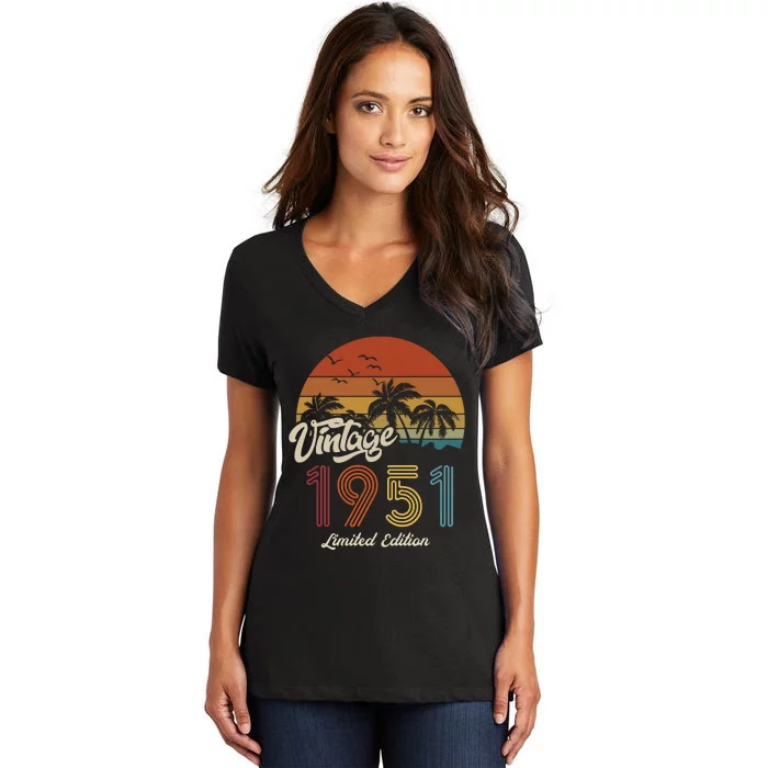 72nd Birthday Vintage Limited Edition 1951 Women's V-Neck T-Shirt