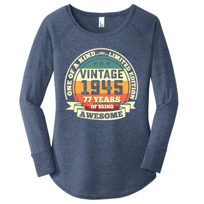 77th Birthday Vintage Tee Retro Awesome 1945 77 Years Old Tank Top Women's Perfect Tri Tunic Long Sleeve Shirt