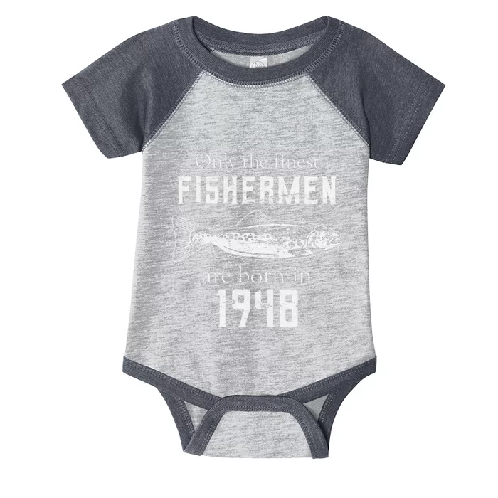 73rd Birthday Vintage 1948 Fishing Fisherman 73 Year Old Infant Baby Jersey Bodysuit