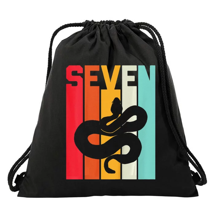 7th Birthday Vintage Snake Lover Pet Reptile 7 Years Old Drawstring Bag