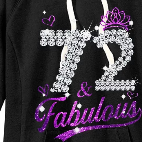 72 & Fabulous 72 Year Old 72th Birthday Diamond Crown Pink Women's Fleece Hoodie