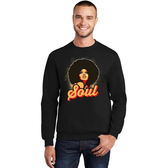 70s Funk Afro Women Soul Retro Vintage Style Graphic Tall Sweatshirt