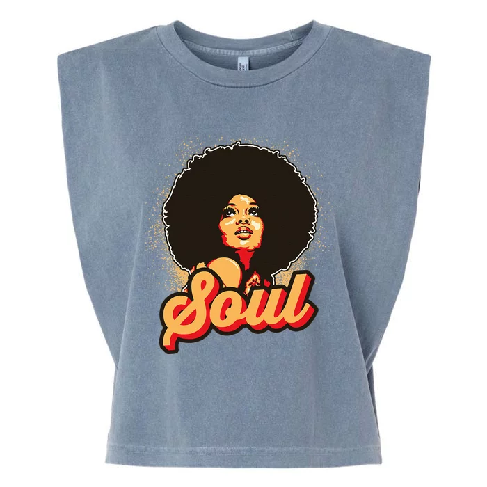 70s Funk Afro Women Soul Retro Vintage Style Graphic Garment-Dyed Women's Muscle Tee