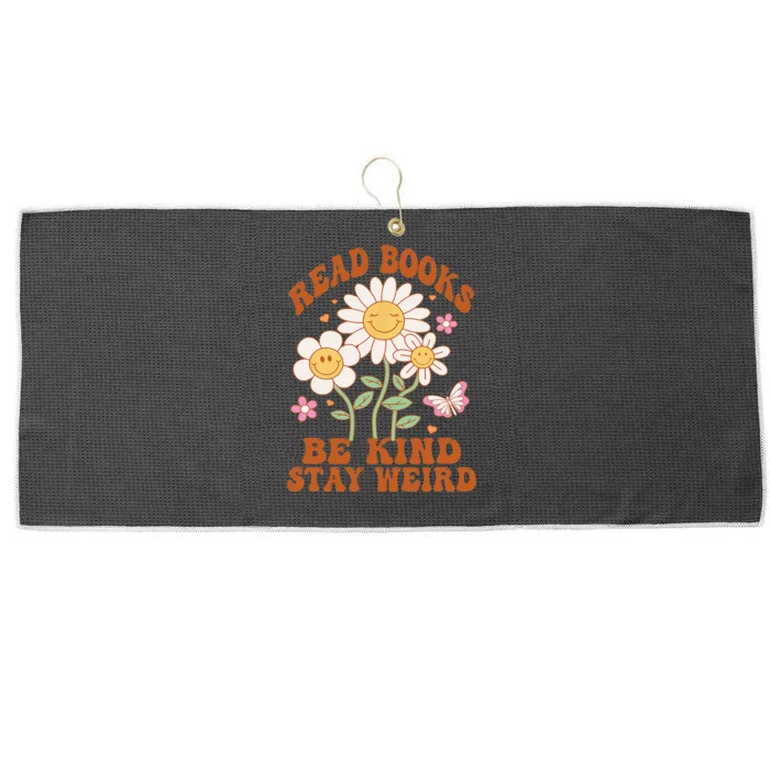 70s Flower Groovy And Funny Read Books Be Kind Stay Weird Large Microfiber Waffle Golf Towel