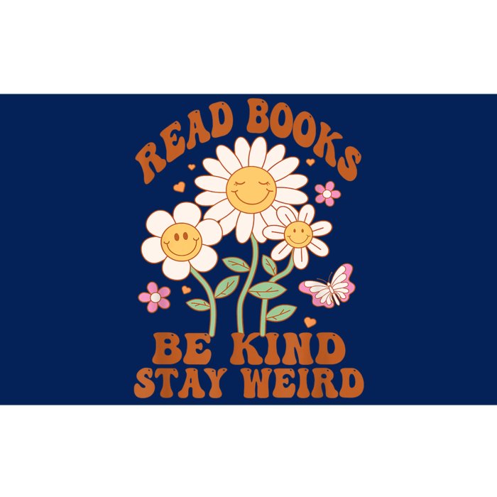 70s Flower Groovy And Funny Read Books Be Kind Stay Weird Bumper Sticker