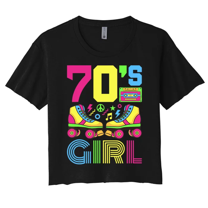 70s Girl 1970s Fashion Theme Party Outfit Seventies Costume Women's Crop Top Tee